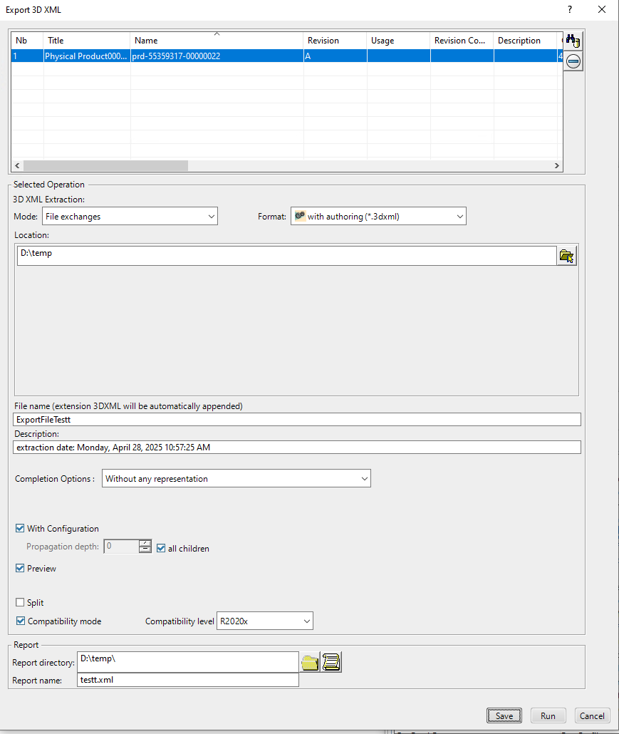 catia batch choose export form