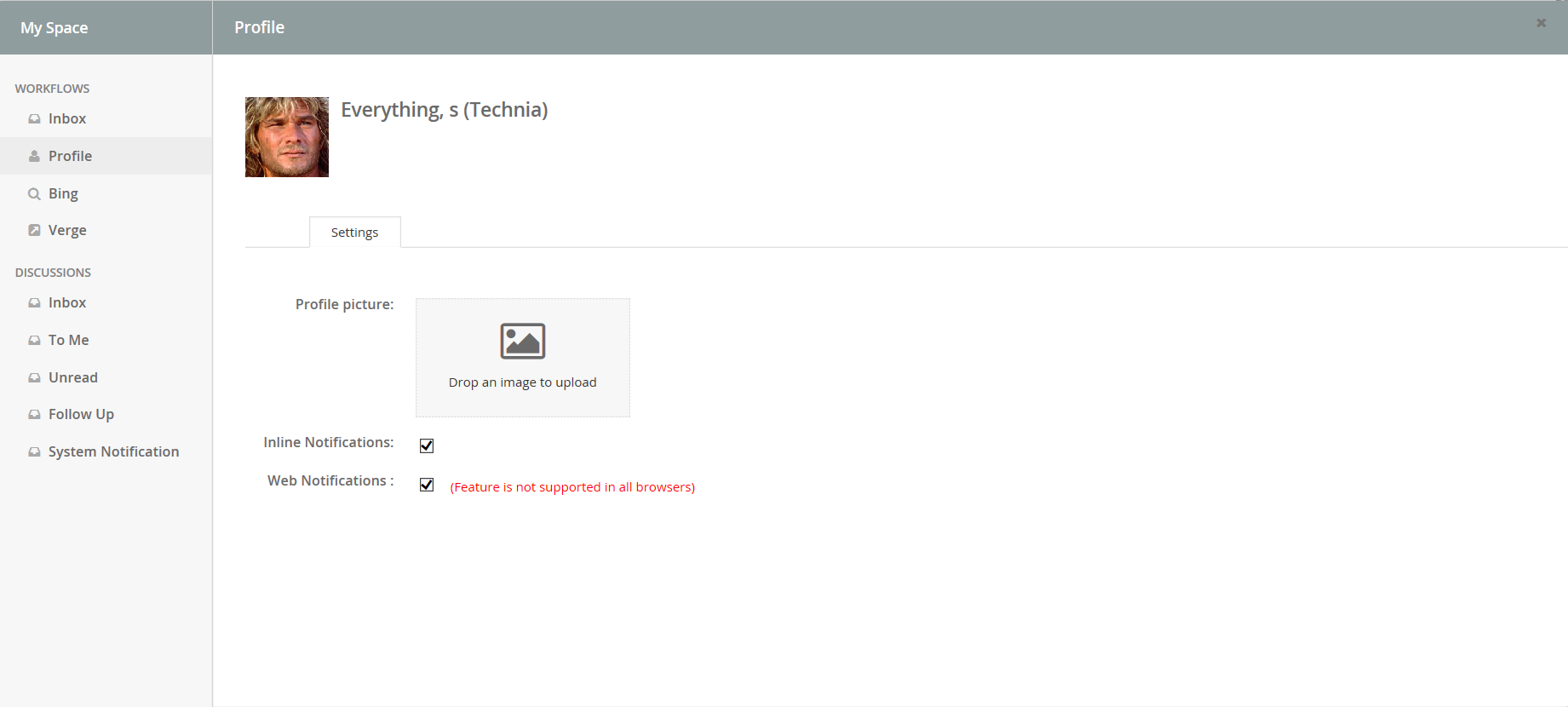 showing Profile image