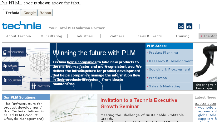 a tabbed page with 3 tabs defined image