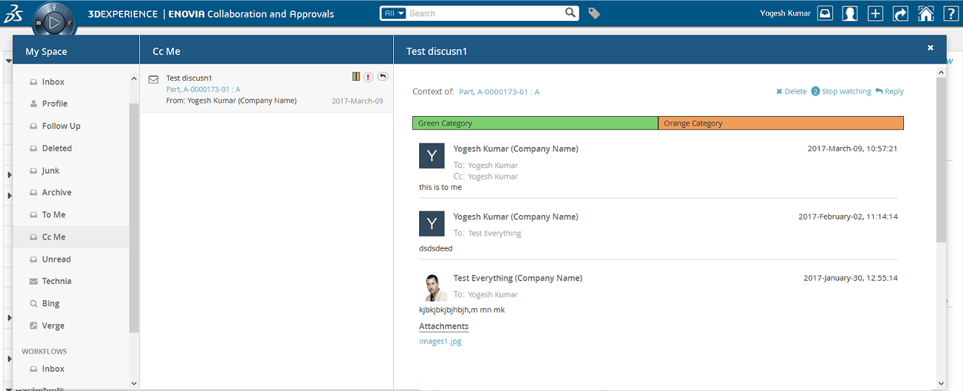 showing CcMe Inbox image