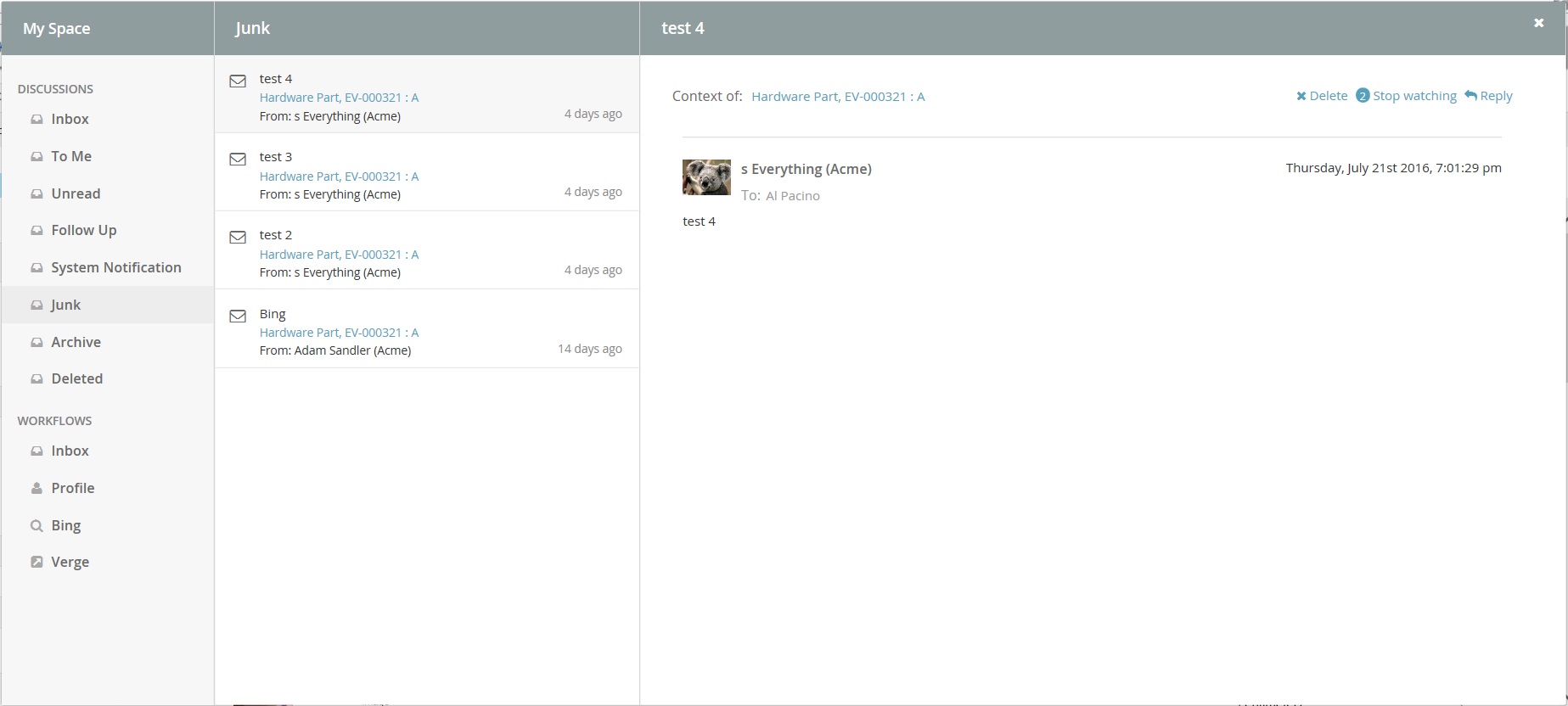 showing Junk Inbox image