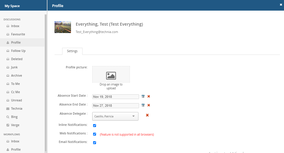showing Profile image
