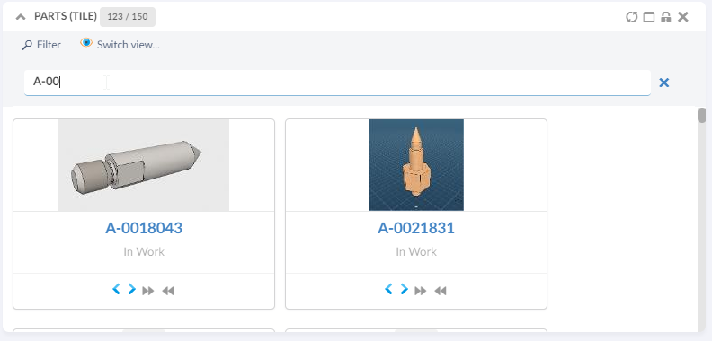 Filtering objects in a Tile Widget image